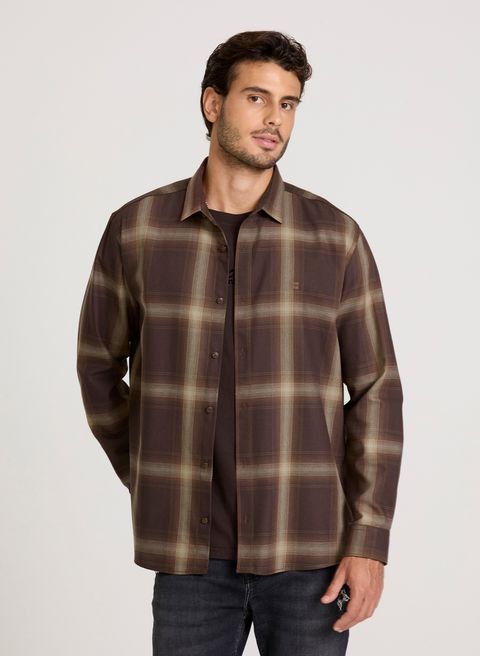 Camisa Relaxed Fit Brown Plaid John John Masculina — John John