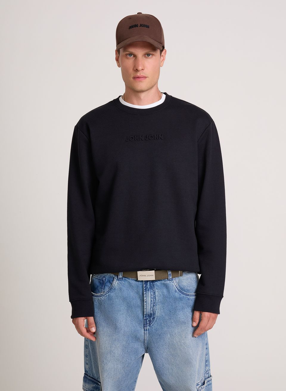 Casaco Regular Fit Embossed Black John John Masculino