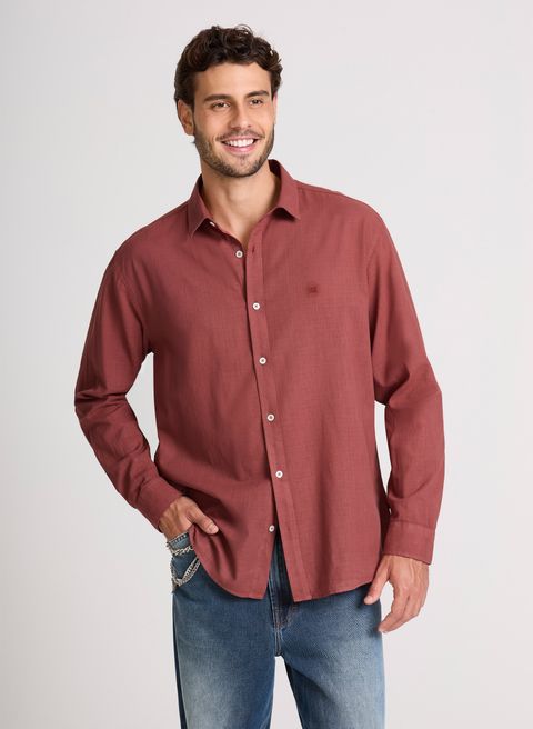 Camisa Relaxed Fit Cotton Wine John John Masculina — John John