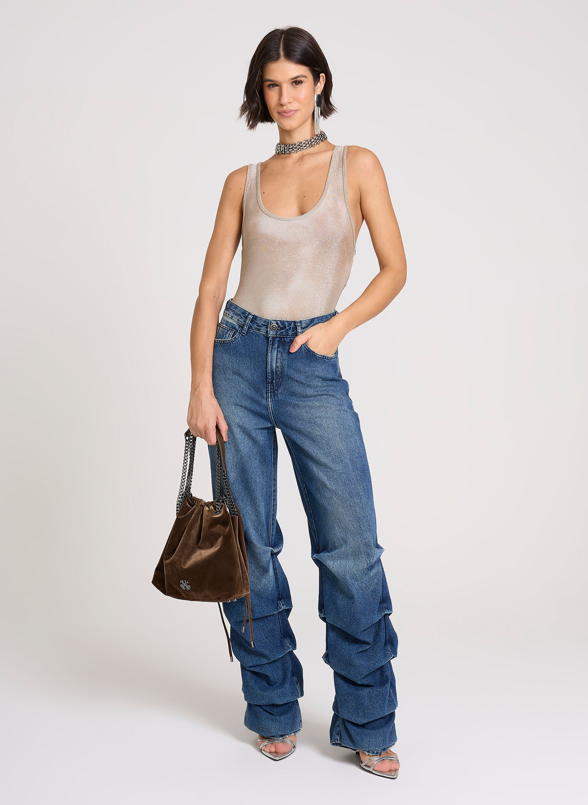 Calça Jeans Relaxed Fit Pregas John John Feminina — John John