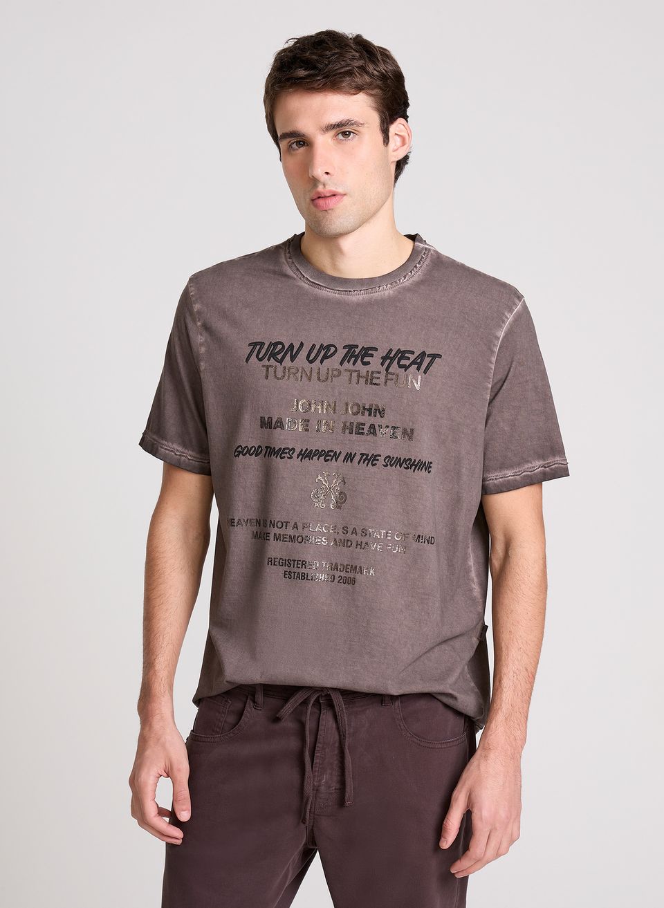 Camiseta Relaxed Fit Turn Up John John Masculina