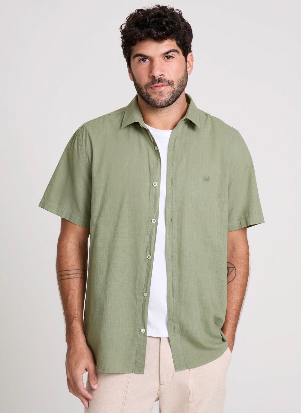 Camisa Relaxed Fit Cotton Green John John Masculina
