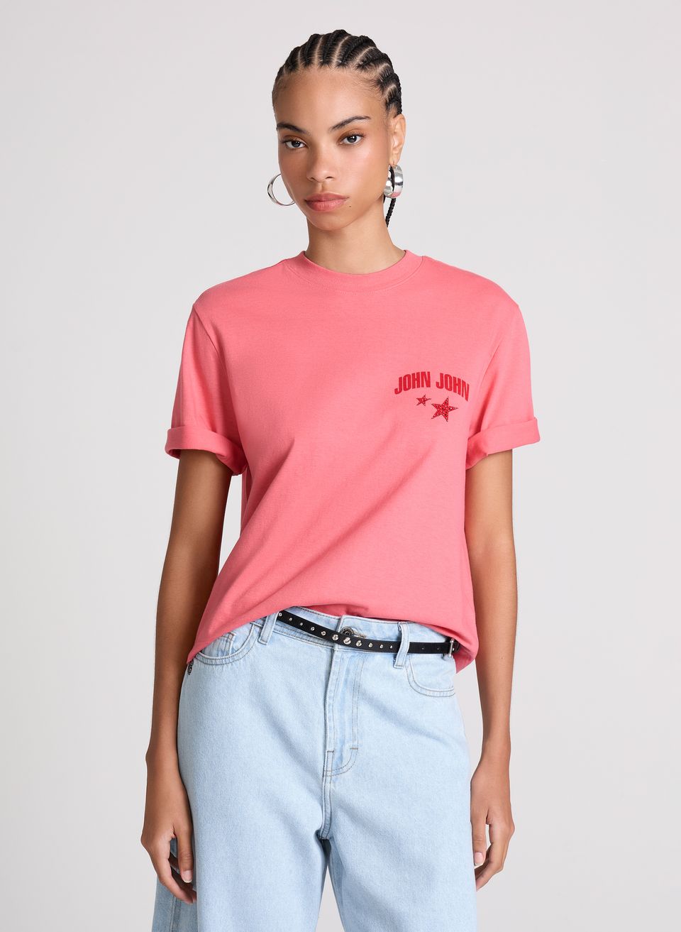 Camiseta Ampla No Grip Rosa John John Feminina