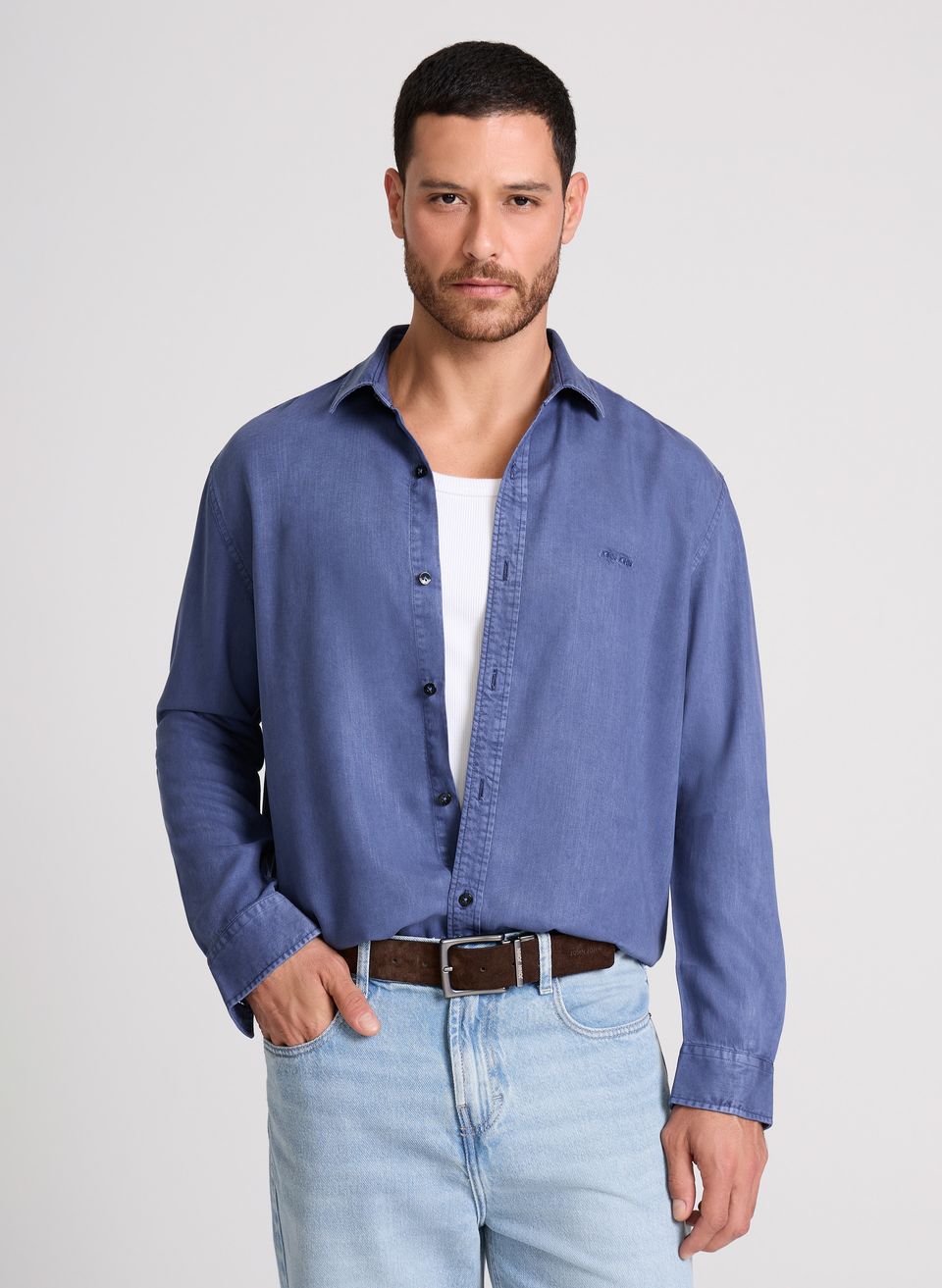 Camisa Relaxed Fit Ryan Blue John John Masculina